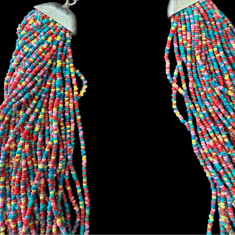 Multicolor Beaded Necklace with multi strands 18”